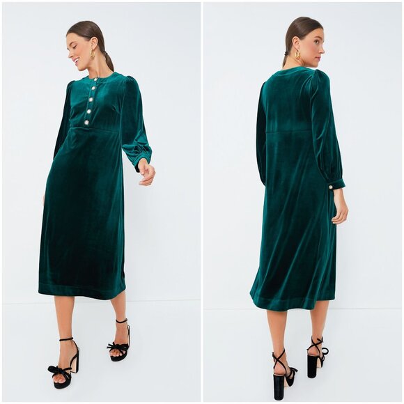 NWT Tuckernuck Velvet Arabella Dress in emerald green size XXL holiday midi - Picture 2 of 8
